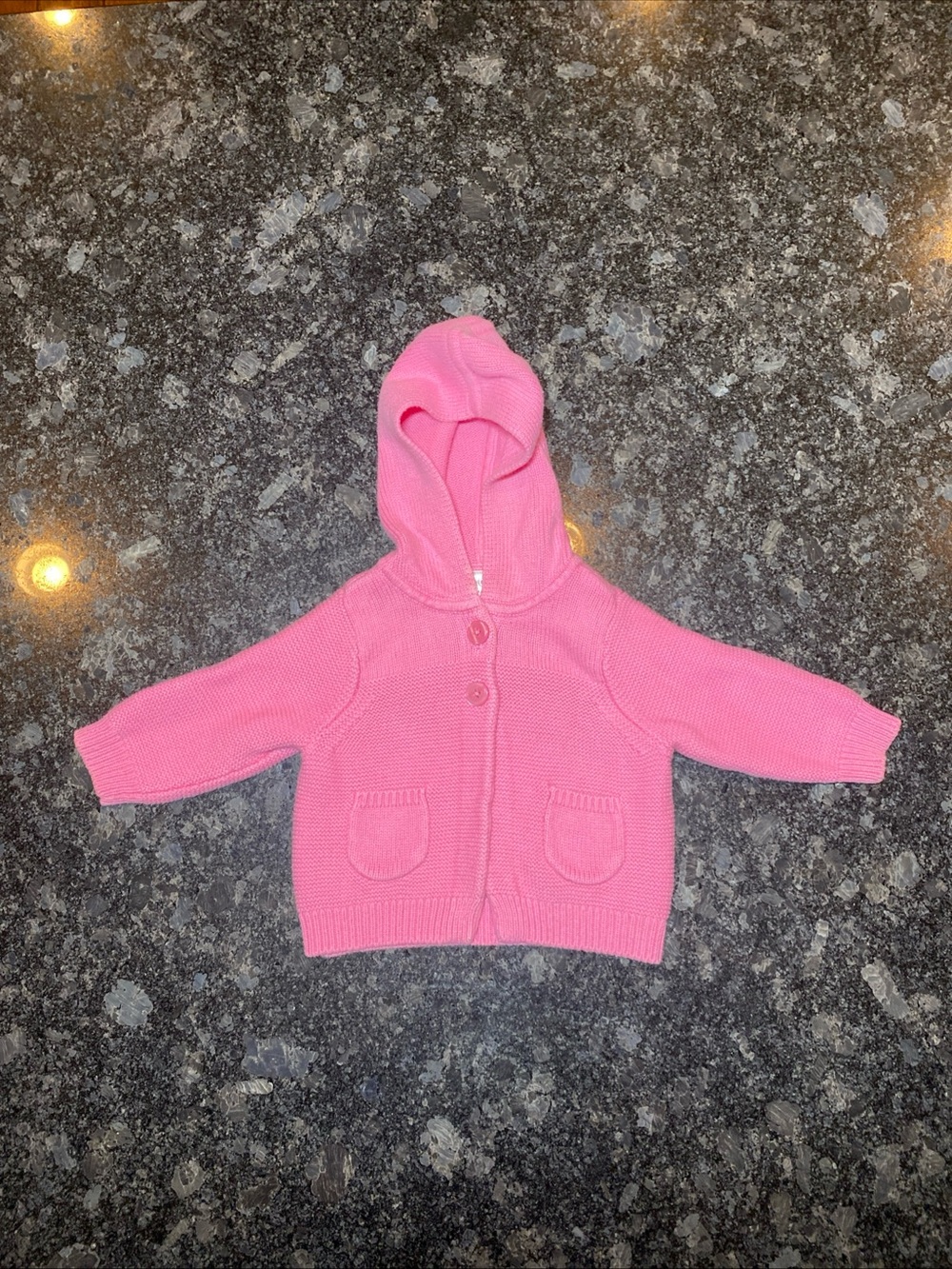 Hanna Andersson Baby Organic Cotton Pink Hooded Cardigan Sweater Girls 60 3-6M